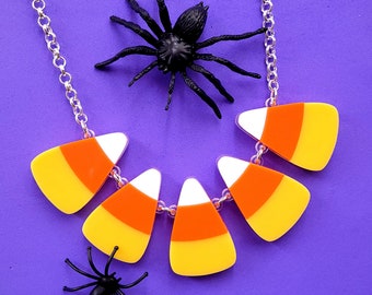 Candy Corn statement necklace - laser cut acrylic - UK seller