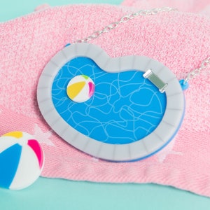 Swimming Pool necklace - laser cut acrylic - UK seller