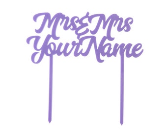Mrs & Mrs wedding cake topper - laser cut cake topper - your choice of name