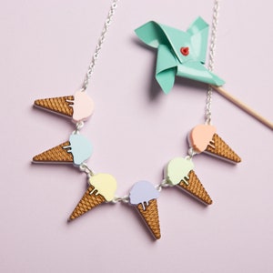 Ice Cream bunting necklace - laser cut acrylic - UK seller