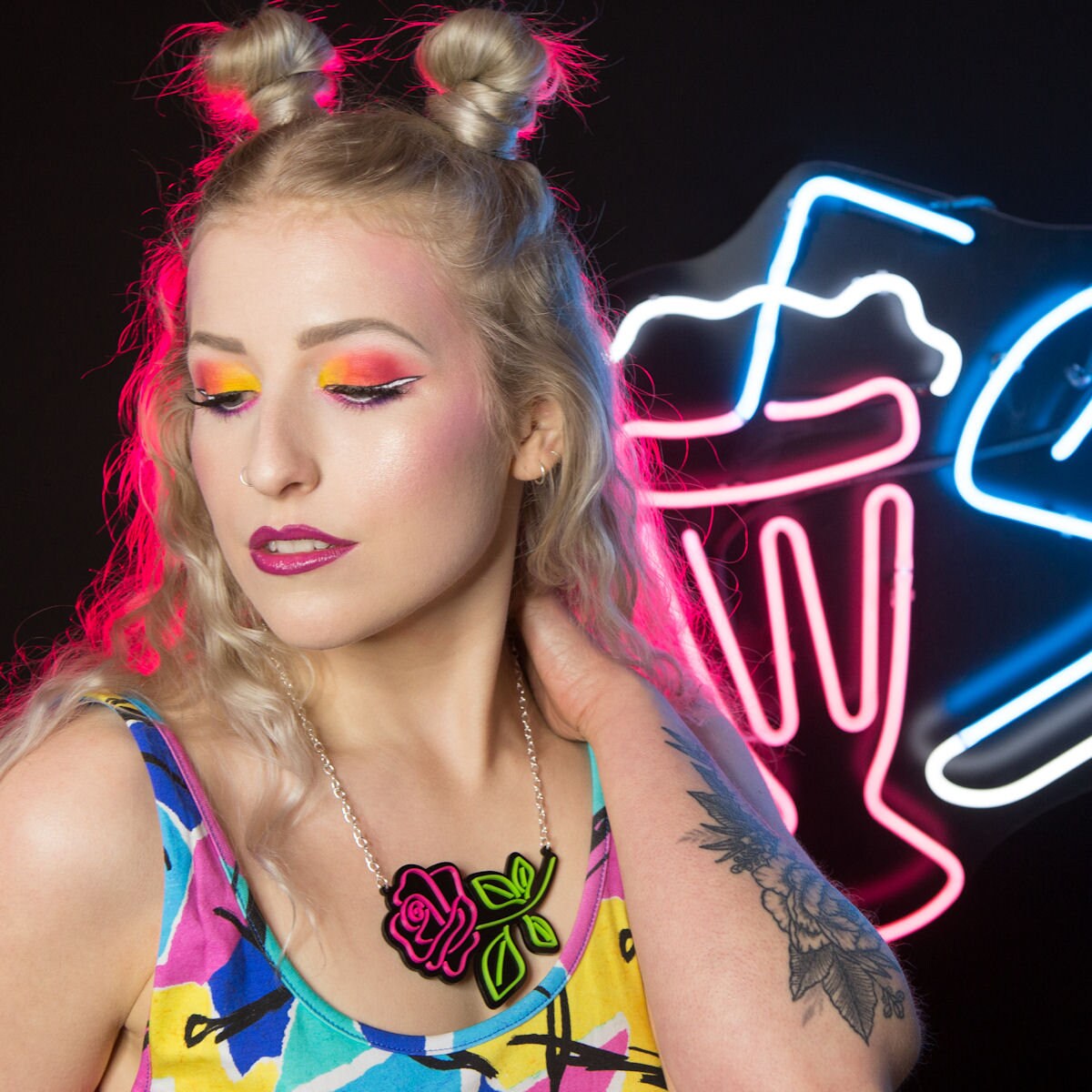 Neon Rose Necklace Laser Cut Acrylic Etsy