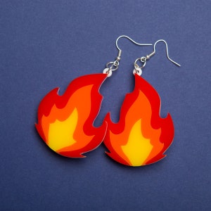 Flame earrings - laser cut acrylic - UK seller
