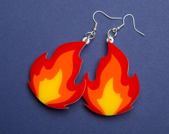 Flame earrings - laser cut acrylic - UK seller