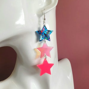 Bright Stars earrings - laser cut acrylic - UK seller