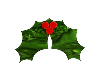 Holly Leaf Christmas brooch - laser cut acrylic