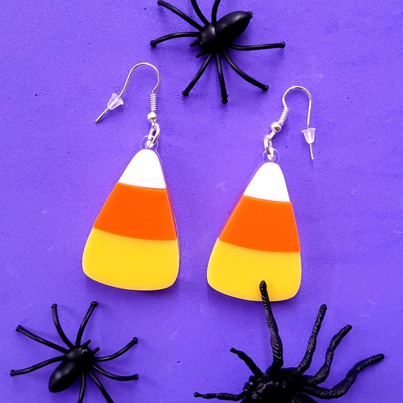 Candy Corn earrings laser cut acrylic UK seller image 1