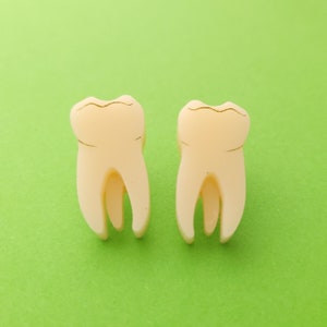 Tooth stud earrings - laser cut acrylic - UK seller