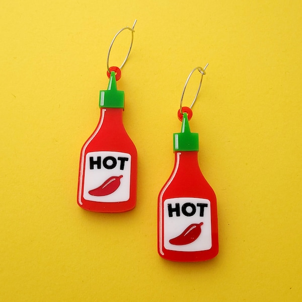 Hot Sauce earrings - laser cut acrylic - UK seller