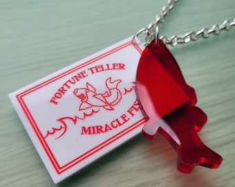 Fortune Teller Fish necklace - laser cut acrylic