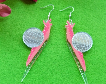 Disco Snails earrings - laser cut acrylic - UK seller