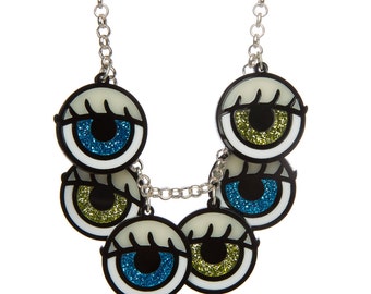 Dolls Eye charm necklace - laser cut acrylic