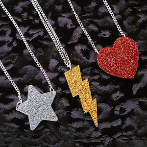 Glitter charm necklace - laser cut premium acrylic