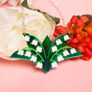 Lily Of The Valley necklace - laser cut acrylic - florals