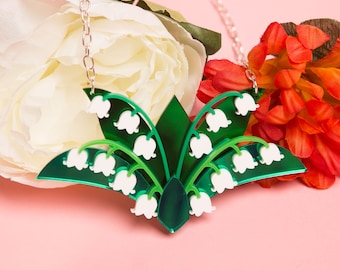 Lily Of The Valley necklace - laser cut acrylic - florals