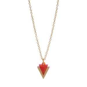 Mini Orange Triangle Necklace laser cut acrylic UK seller image 2