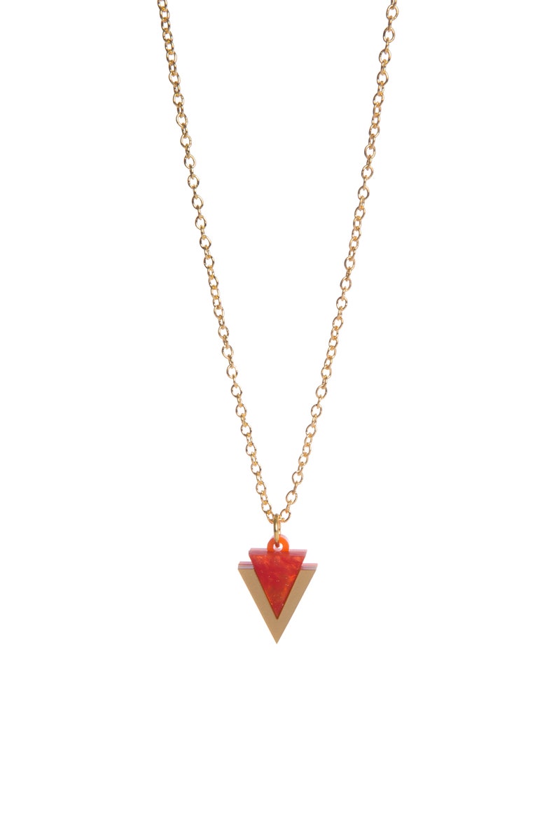 Mini Orange Triangle Necklace laser cut acrylic UK seller image 2