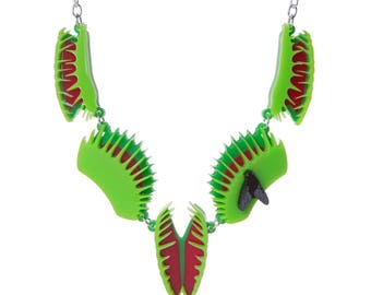 Venus Flytrap necklace - laser cut acrylic - UK seller