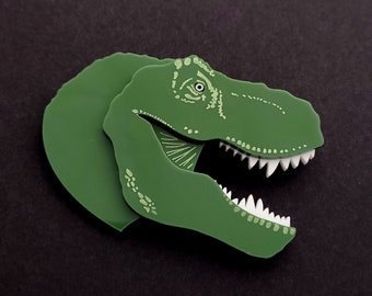 Tyrannosaurus Rex brooch - laser cut acrylic - UK seller