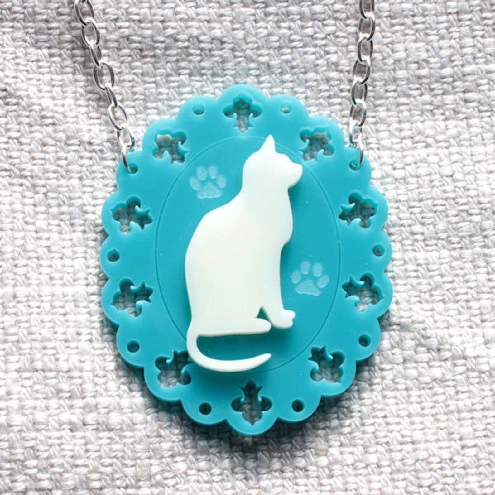 Cat cameo necklace laser cut acrylic Etsy
