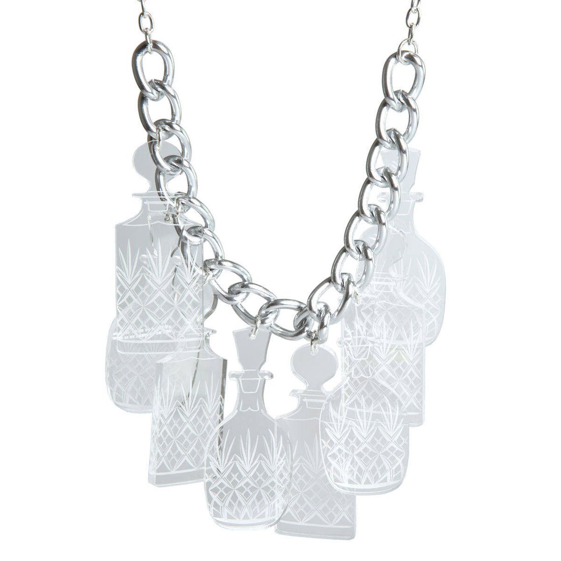 Vintage Glass Decanter necklace laser cut acrylic Etsy