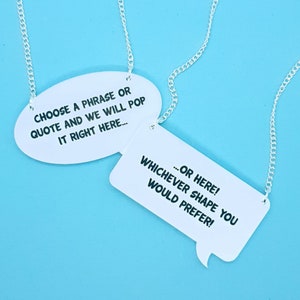 THE ORIGINAL Speech Bubble necklace - customise me - laser cut acrylic