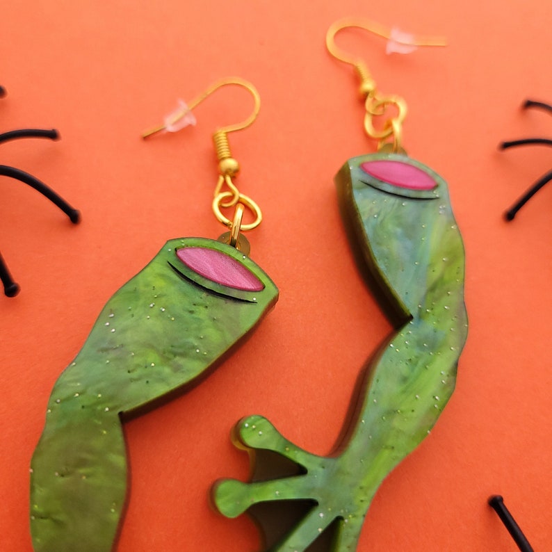 Frogs Legs earrings laser cut acrylic UK seller image 3