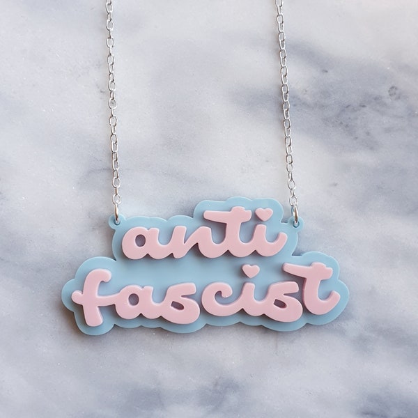 Anti Fascist necklace - laser cut acrylic