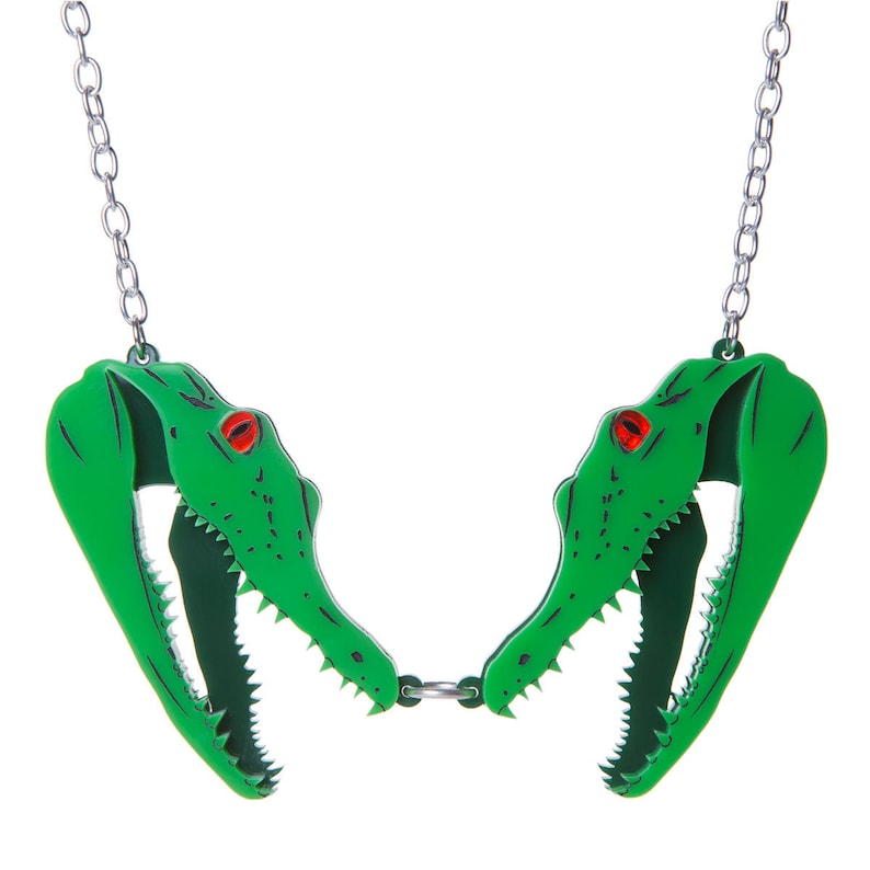 Alligator Heads necklace laser cut acrylic image 2