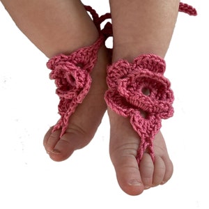 Baby Barefoot Sandal Crochet Pattern Flower Motif Design