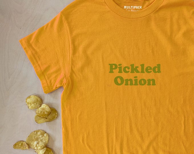 Pickled Onion crisp flavour yellow gold unisex t-shirt