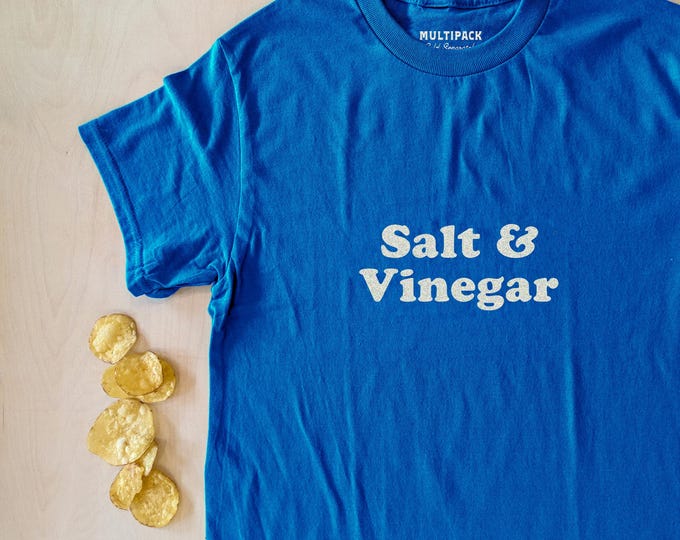 Salt & Vinegar crisp flavour blue (not green) unisex t-shirt