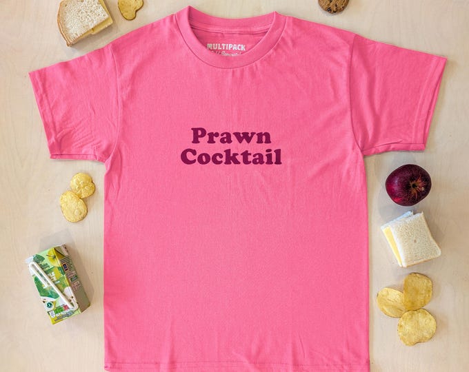 Kids Prawn Cocktail crisp flavour pink unisex t-shirt