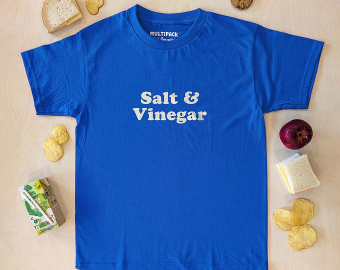 Salt & Vinegar crisp flavour blue (not green) unisex t-shirt