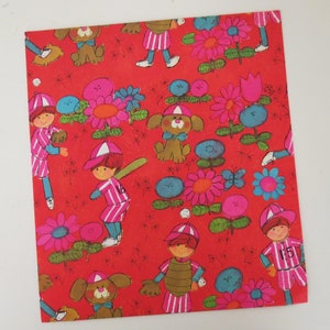 Vintage Buzza-Cardozo Color Magic Juvenile BIRTHDAY Gift Wrap - Wrapping Paper - BOY Playing BASEBALL - 1960s