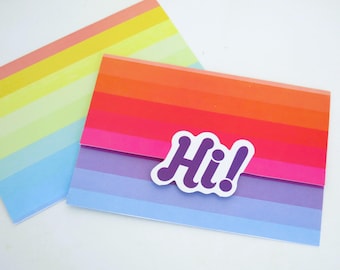 Vintage Drawing Board Self-Sealing Foldover Note Cards - Stationery - Pretty RAINBOW Colors - Set of 2 - 1970s 1980s
