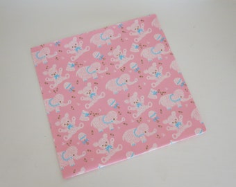 Vintage Laurel - For BABY GIRL - Wrapping Paper - Gift Wrap - Bears and Elephants Against PINK - 1960s