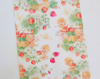 Vintage American Greetings BABY SHOWER Gift Wrap - Wrapping Paper - Ensemble - Babies and STRAWBERRIES - 1970s