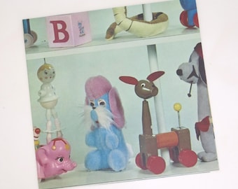 Vintage American Greetings BABY Shower Gift Wrap - Wrapping Paper - Assorted TOYS on a Shelf including DAKIN Dream Pets - 1960s