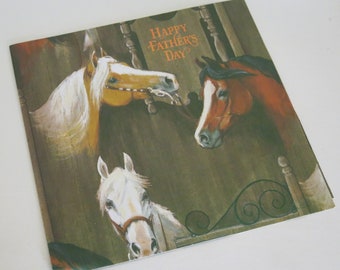 Vintage Hallmark Father's Day Gift Wrap - Wrapping Paper - For Him - HORSES - 1960s 1970s