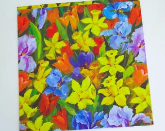 Vintage Hallmark Fancy All-Occasion BIRTHDAY Easter Gift Wrap - Wrapping Paper - Colorful Springtime FLOWERS - 1960s