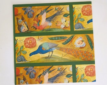 Vintage Marcel Schurman All-Occasion BIRTHDAY Gift Wrap - Wrapping Paper - NATURE Theme - PEACOCK Butterfly - Imported from Belgium - 1960s