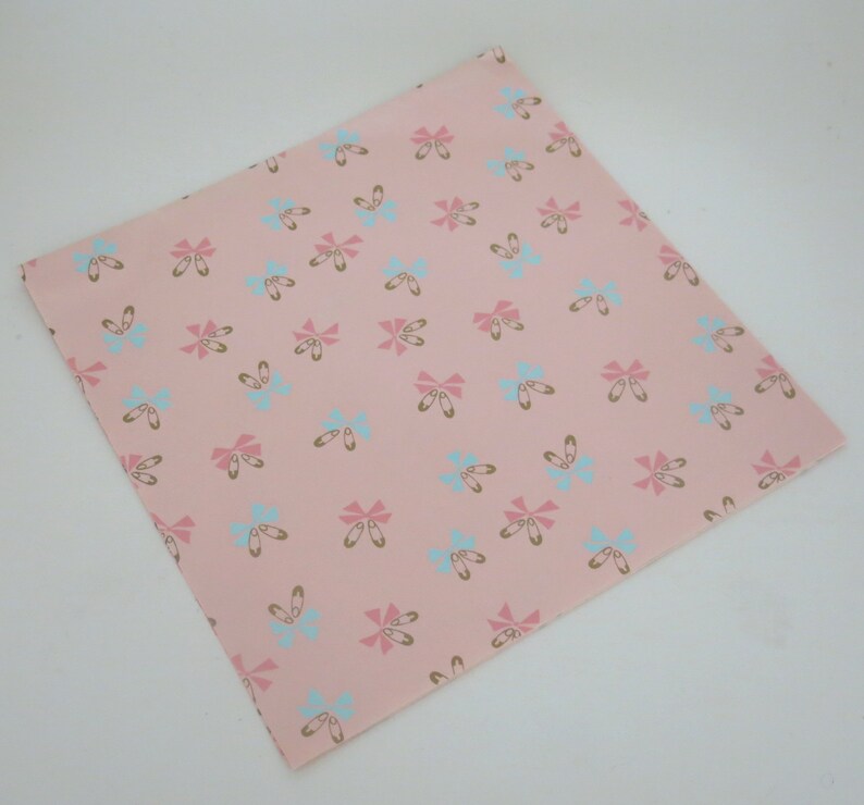 Vintage Hallmark Baby Shower Gift Wrap For Baby GIRL 1960s DIAPER PINS Wrapping Paper