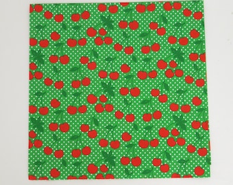 Vintage Hallmark All-Occasion BIRTHDAY Wrapping Paper - Gift Wrap - Red CHERRIES and Polka Dots - 1970s