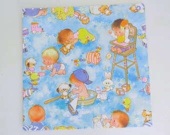 Vintage Gibson Wrapping Paper - Gift Wrap - For BABY BOY - Various Scenes - 1970s