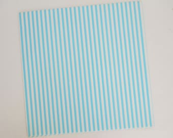 Vintage American Greetings All-Occasion BIRTHDAY Gift Wrap - Wrapping Paper - Aqua BLUE and White STRIPES - 1950s 1960s