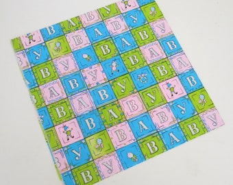 Vintage Ben Mont Mid-Century BABY Gift Wrap - Wrapping Paper - Pastel Baby Blocks - 1960s