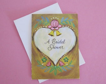 Vintage Sangamon BRIDAL SHOWER Party Invitations - New Old Stock - HEARTS and Wedding Bells - Set of 8 - 1960s