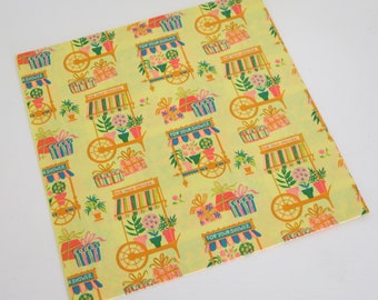 Vintage Ben Mont Mid-Century SHOWER Gift Wrap - Wrapping Paper - FLOWER Carts and PRESENTS - 1960s