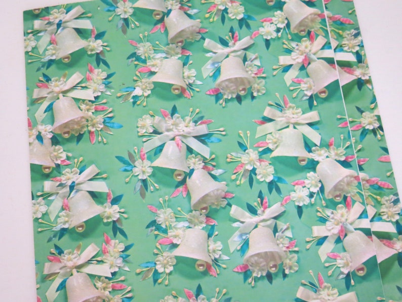 Party FAVORS Wrapping Paper Bells and Flowers Vintage Mid-Century WEDDING theme Gift Wrap 1950s