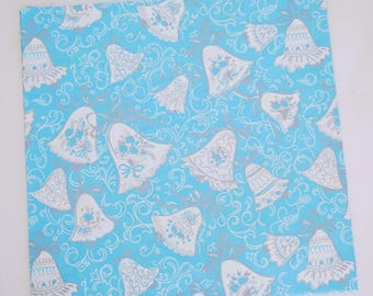 Vintage American Greetings "Something BLUE" Wedding Gift Wrap - Wrapping Paper - Lacey BELLS embellished with Silver - 1960s
